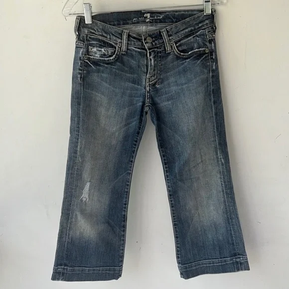 7 For All Mankind Dojo Jeans Size 24 Womens Denim Bermuda Shorts 7FAMK Cotton - Picture 2 of 12